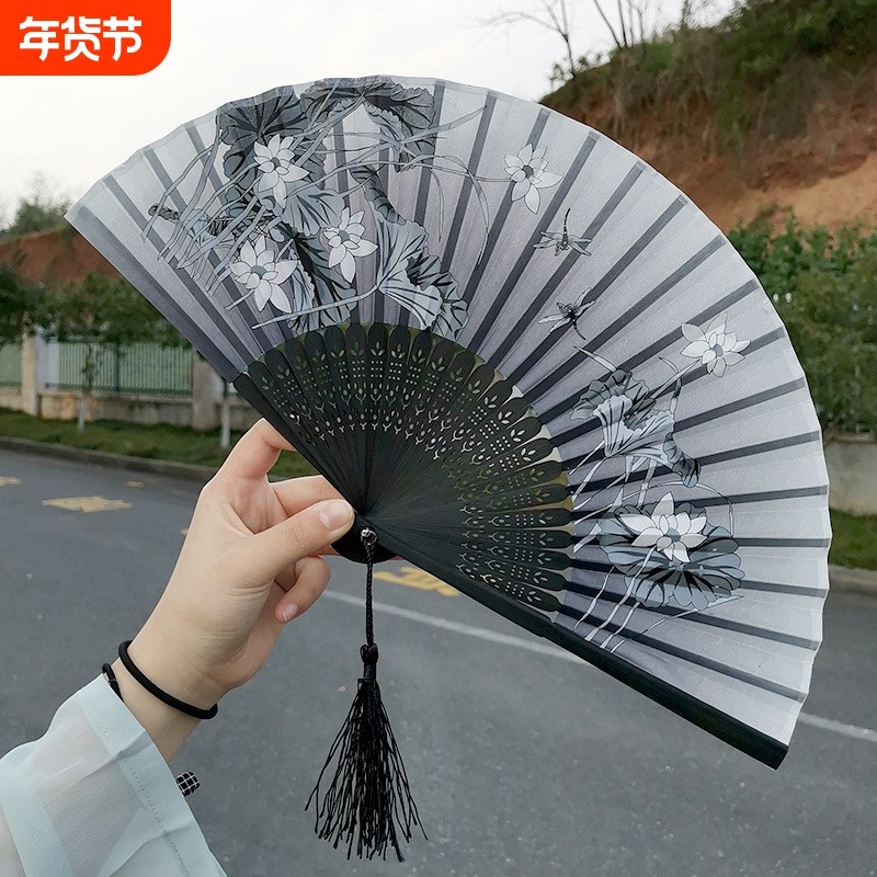 古风折扇女古典古装流苏扇舞蹈扇子复古春夏搭配汉服学生1-40折叠