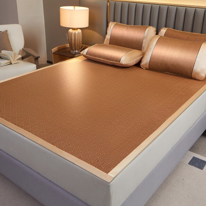 水星星季藤席凉席三件套家用可折叠席单双人夏天学U生宿舍空调软*