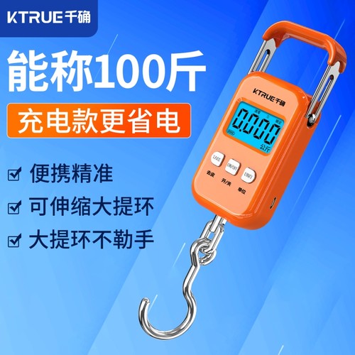 ktrue迷你电子秤手提50kg便携式高精度家用快递称弹簧秤小型手拿