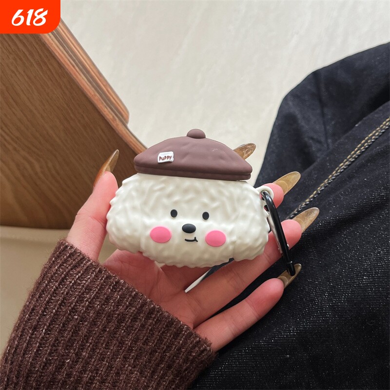 可爱贝雷帽小狗适用airpods pro3代保护套4代pro2苹