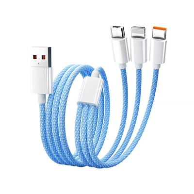 120W三合一数据线适用苹果typec安卓2米单条