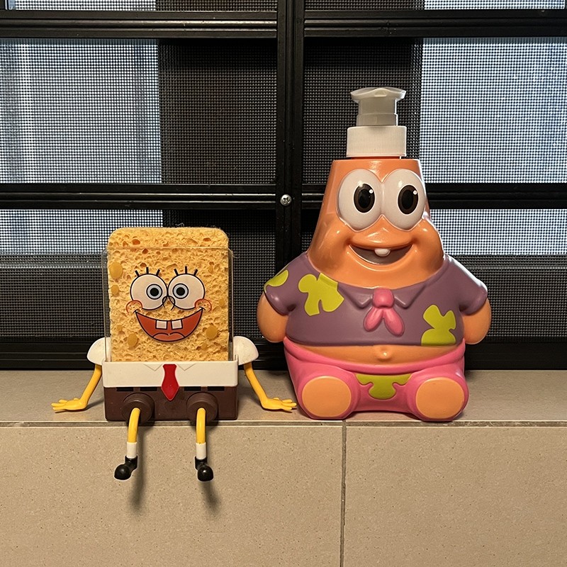 现货可爱海绵宝宝沥水架洗碗棉家居用品置物架厨房好物水槽收纳盒