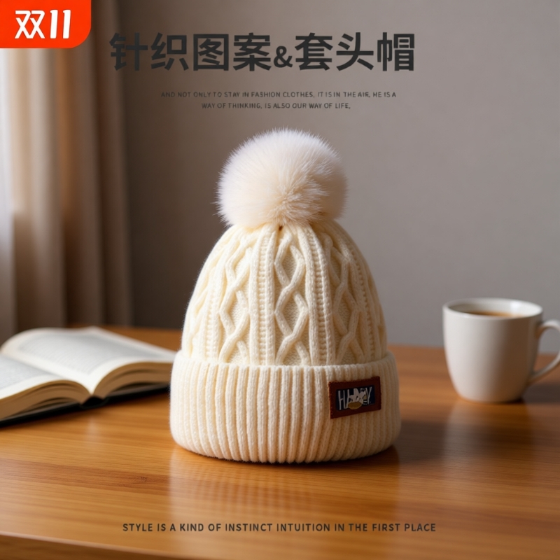 秋冬季帽子新款加绒保暖毛线帽洋