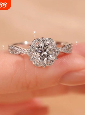 仿真莫桑石爆闪女戒轻奢高级感