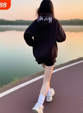 斯图西Stu卫衣连帽刺绣纯棉加绒冬上衣运动白色黑色灰色毛圈跑步