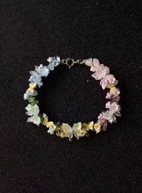 夏日彩虹新款彩色水晶花朵编绳手链新中式精致轻奢蝴蝶手饰女绝美