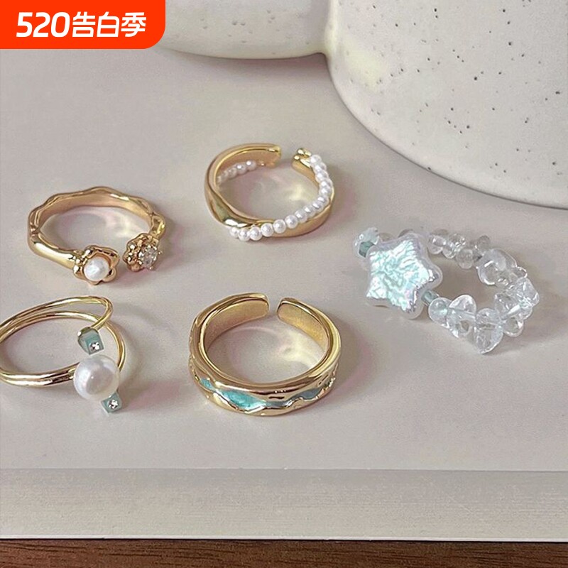 2025新小众珍珠珐琅戒指女韩版设计高级滴釉轻奢指环ins风超精