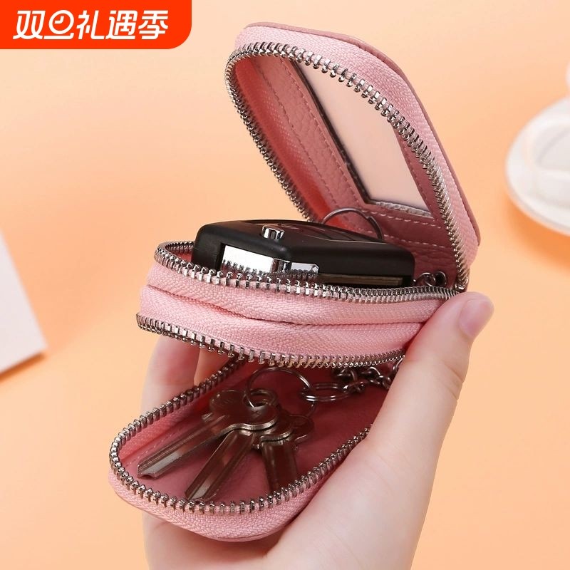 头层牛皮汽车女通用腰挂锁匙扣男双层钥匙包大容量车钥匙收纳