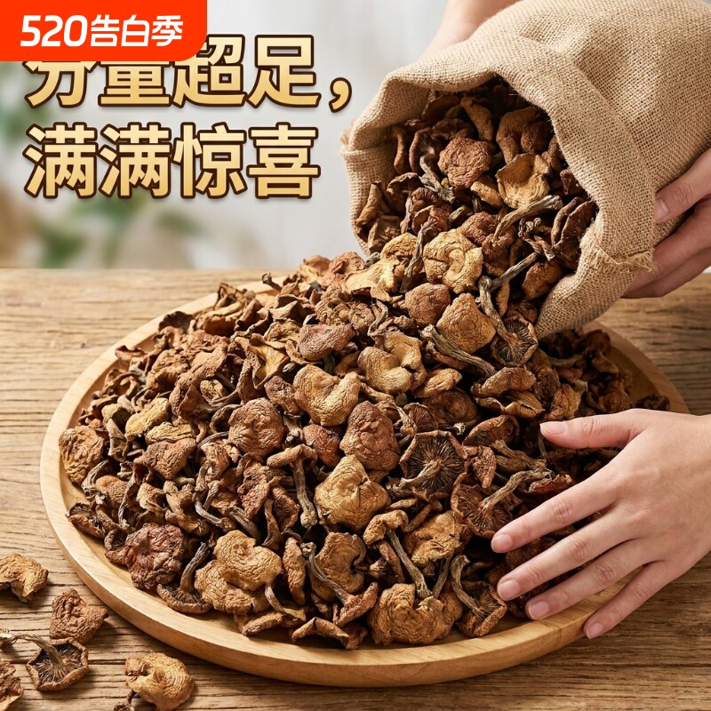 东北长白山野生榛蘑小鸡炖蘑菇吉林长白山野生菌袋装山珍干货菌菇