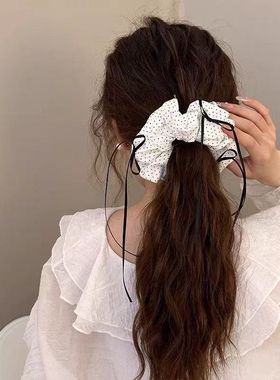 黑白波点芭蕾风百搭大肠发圈