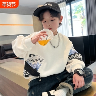 男童加绒卫衣春秋冬款2025新款儿童冬季一体绒打底衫加厚上衣黑色