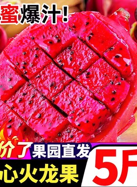 金都一号红心火龙果5斤大果整箱当季现摘红肉密宝新鲜水果包邮10