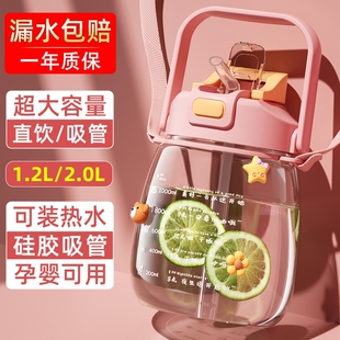 2000ml大容量水杯2025新款 女高颜值大肚杯夏季 水壶便携杯子吨可装