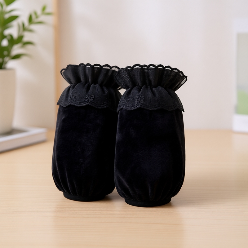 袖套韩版秋冬蕾丝绒布短款可爱成人学生上班护袖头女黑色粉色办公