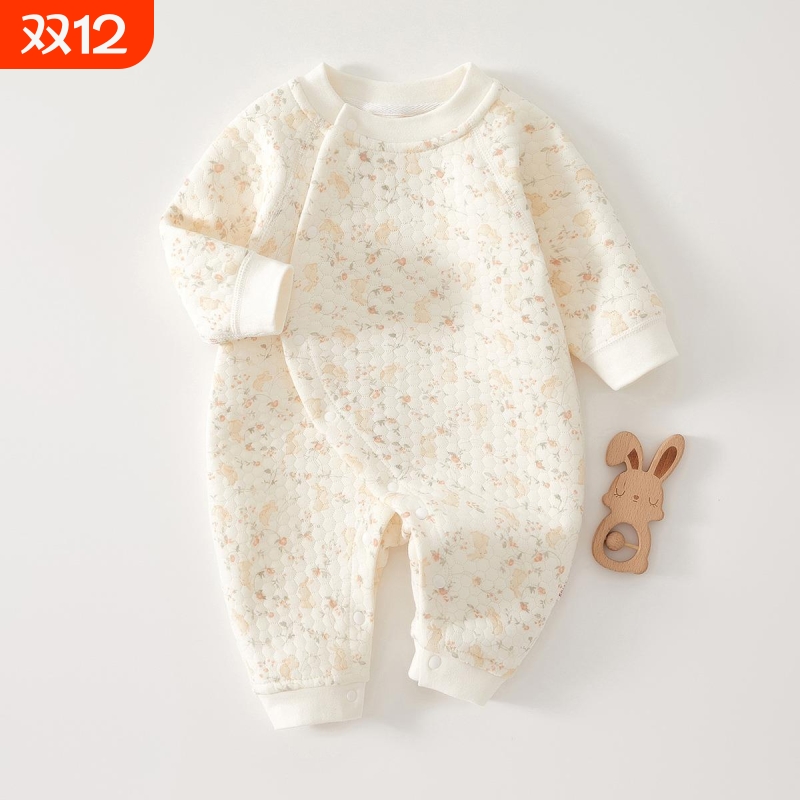 婴儿衣服冬装纯棉加厚连体衣春秋冬季新生儿男女宝宝夹棉保暖棉服