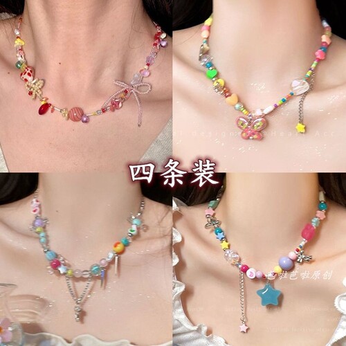 彩色蝴蝶结项链新款|千人收藏