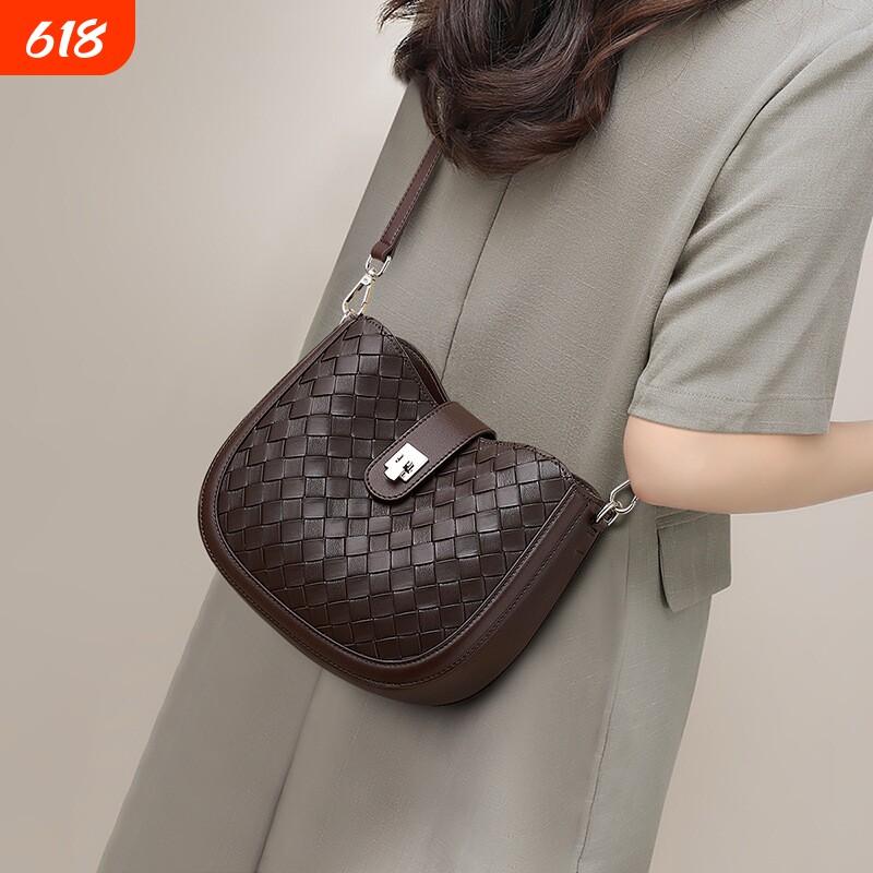 店酷奇包包2026新款女包秋冬真皮单肩小包斜挎包高级感通勤编织包