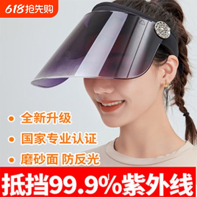 遮阳帽女士防晒遮脸面罩户外骑电动车男夏季防紫外线空顶太阳帽子