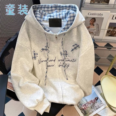 青少年秋冬款连帽外套卫衣男童2025中大童加绒保暖女童薄款黑色