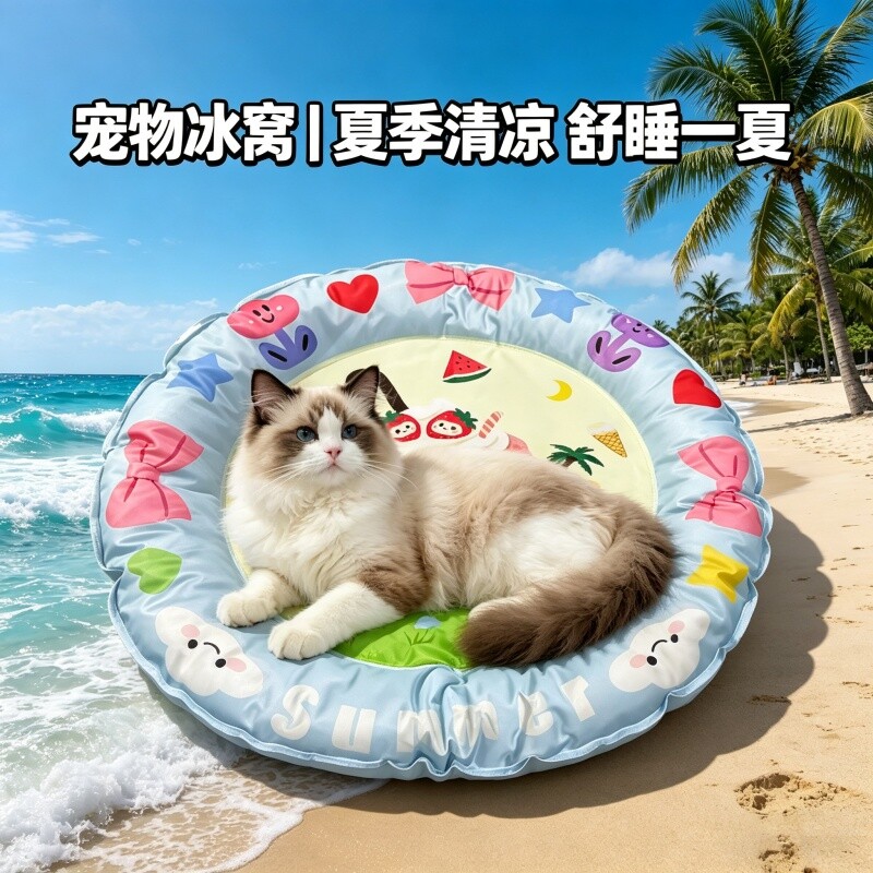 宠物冰凉猫窝夏季冰窝睡垫通用可爱卡通狗狗睡觉垫子凝胶冰感散热