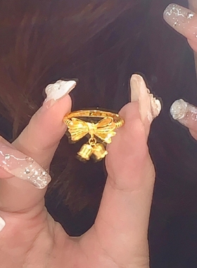 法式浪漫蝴蝶结铃兰花戒指女小众设计温柔风气质优雅百搭开口指环