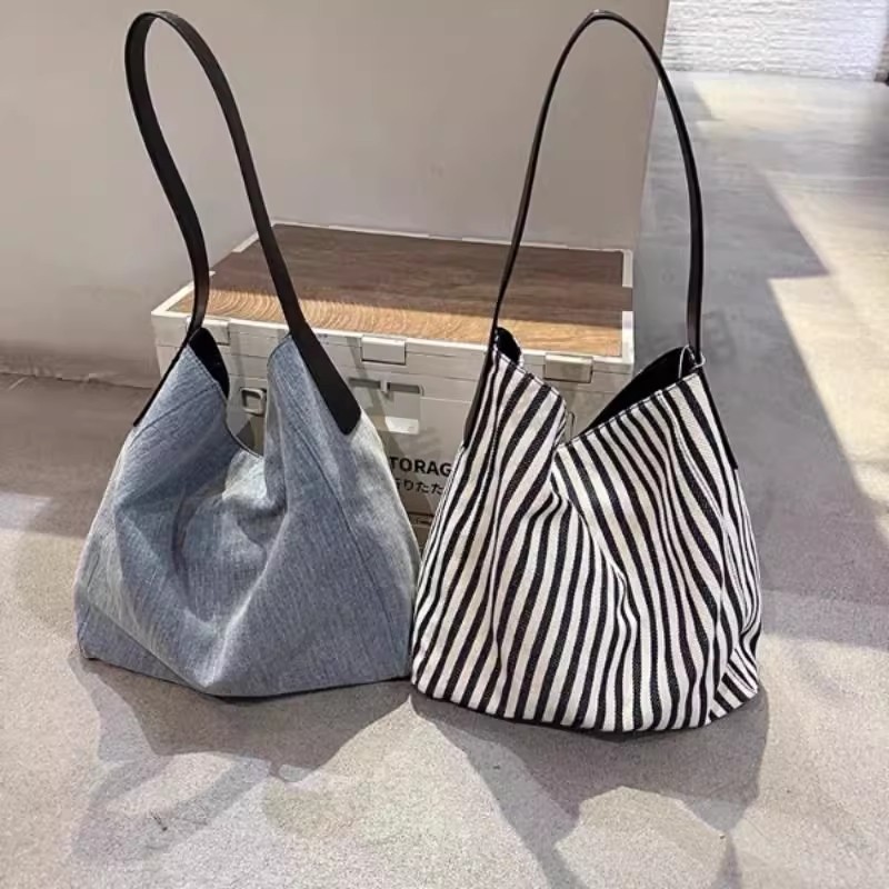 大包包女2025新款时尚布包单肩包大容量托特包上课通勤斜挎包帆布