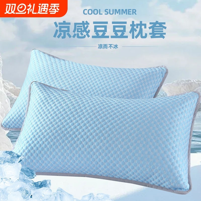 夏季冰丝豆豆枕套一对装凉感枕头套48cmx74cm整头枕芯内胆套