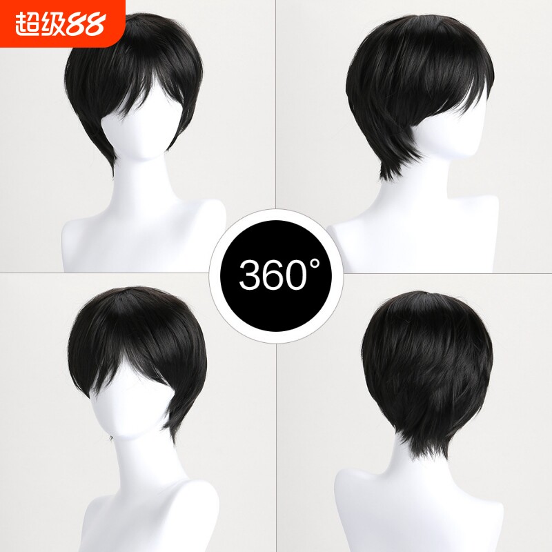 张起灵假发动漫万用cos角色扮演cosplay万圣节黑色短发仿真
