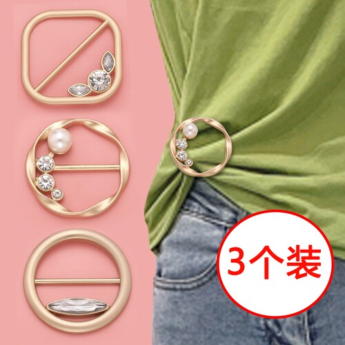 圆尔日韩金属女镶钻衣角扣