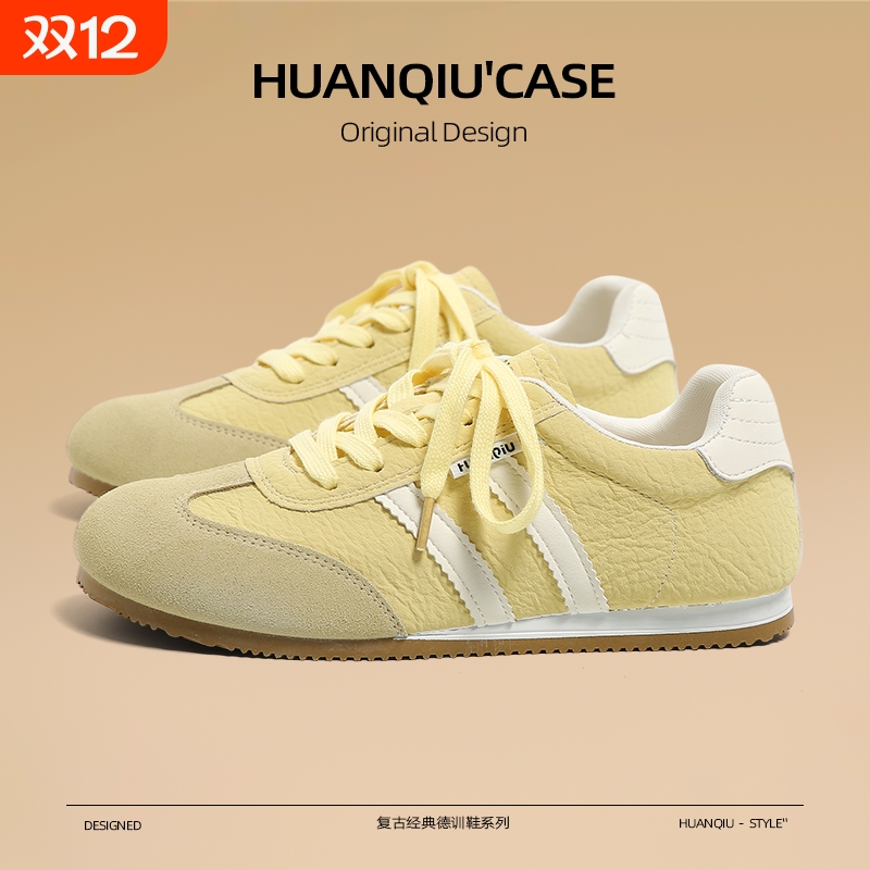 环球黄色阿甘德训鞋女2025夏季新款爆款舒适百搭休闲女鞋时尚板鞋