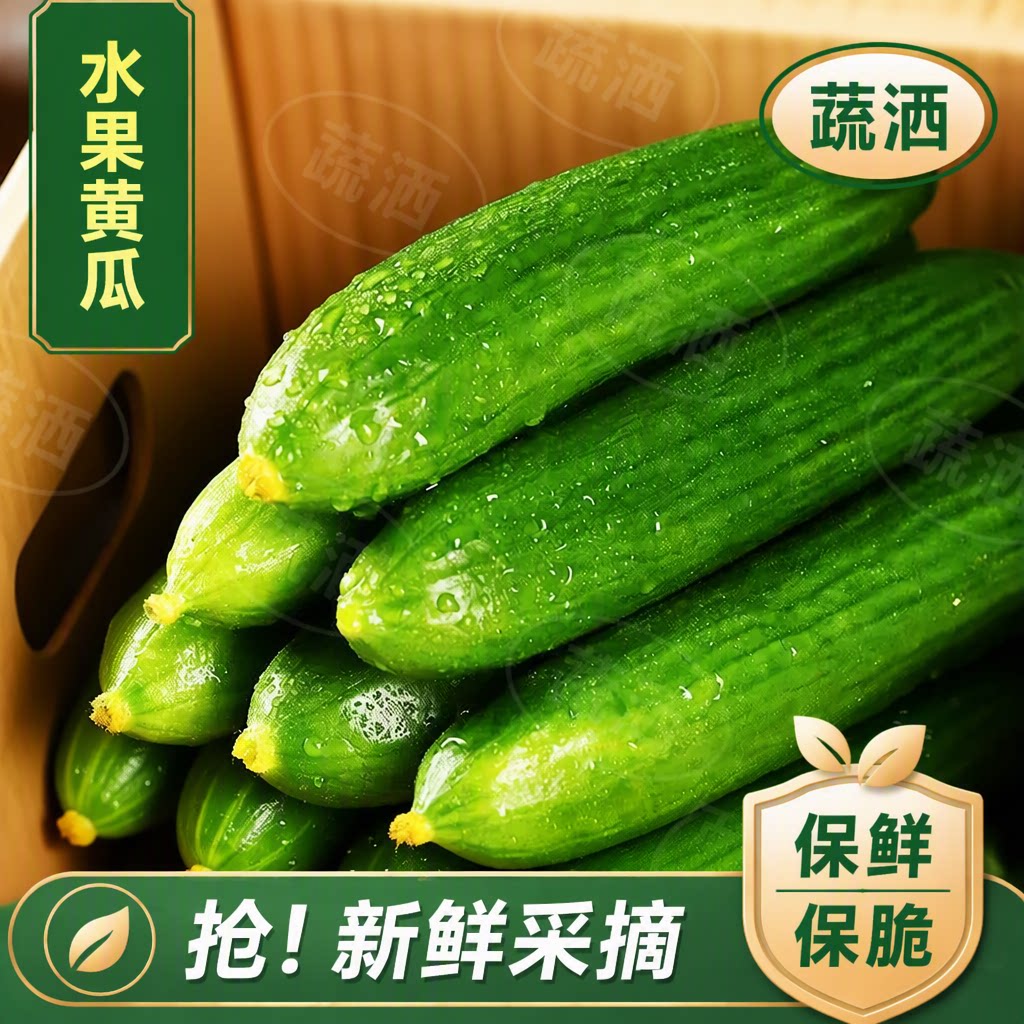 山东寿光水果黄瓜新鲜当季现摘生吃无刺小黄瓜脆甜小青瓜整箱包邮