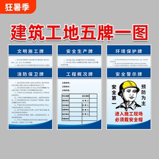 建筑工地五牌一图安全文明施工牌警示牌五图一牌现场标识牌铭牌警示标牌项目部八大员岗位职责制度牌标语六图