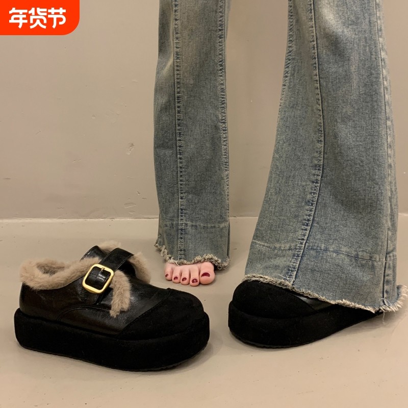 超火加绒毛毛勃肯鞋女毛绒厚底棉鞋2025新款爆款复古皮鞋深口单鞋,女鞋,勃肯鞋/软木鞋,淘宝优惠券,粉丝福利购,淘宝优惠卷