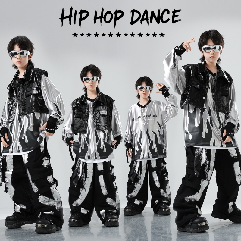 儿童舞蹈服装hiphop服装少儿嘻哈街舞潮服男孩潮牌套装表演服时髦