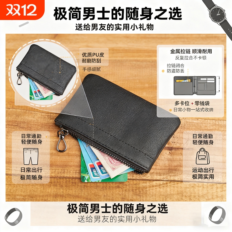 迷你收纳袋钥匙零钱包收纳化妆品弹片印花口红便携式弹力收纳袋