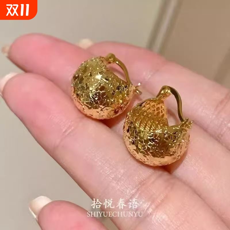 「波光潋滟」超闪碎碎冰菜篮耳钉复古时尚清冷感高颜值气质耳饰女