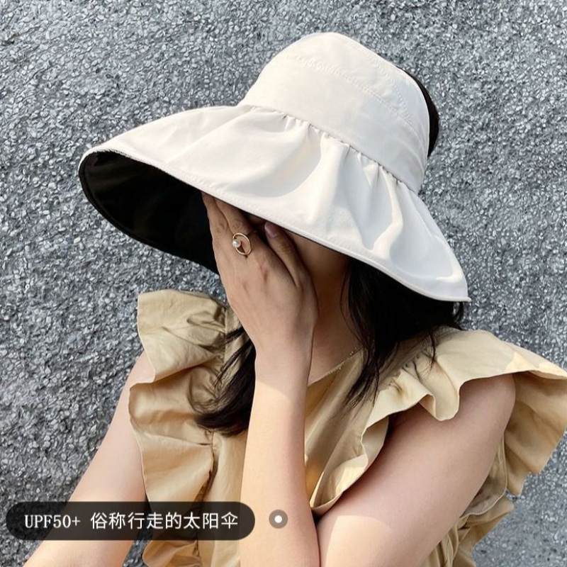 太阳帽女款夏季大帽檐防晒帽子遮脸防2024年空顶遮阳帽大檐