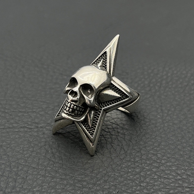 ODEK复古骷髅大五角星戒指周扬青cody sanderson指环男士霸气星星