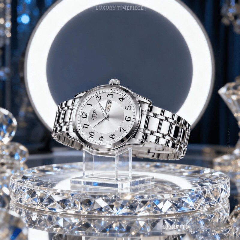 正品瑞士2024新款手表男士全自动机械风防水精钢带双日历男表夜光