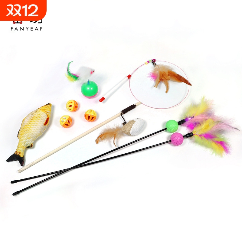 铃铛球B1pl0-猫咪磨牙耐咬逗猫棒解闷仙女棒户外羽毛小玩
