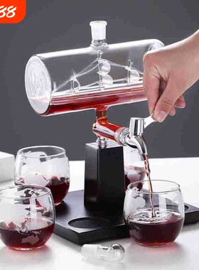 帆船酒桶异形醒酒器亚马逊产品威士忌伏特加红酒分酒器带开关