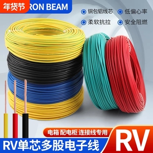 RV电线0.50.751平方信号线电源单芯多股软导线地线双色铝线阻燃