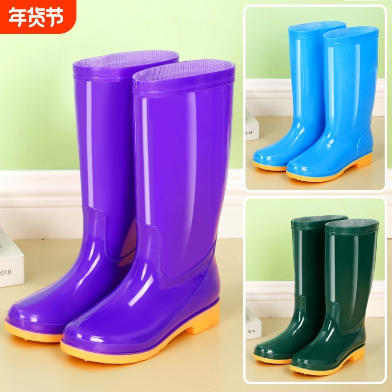 四季高筒女雨鞋加棉保暖防滑水鞋外穿防水鞋中筒成人雨靴胶鞋耐磨