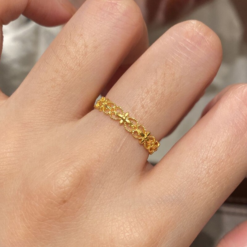 小红书同款繁花似锦千金感镂空花丝戒指女小众轻奢高级感开口指环图片