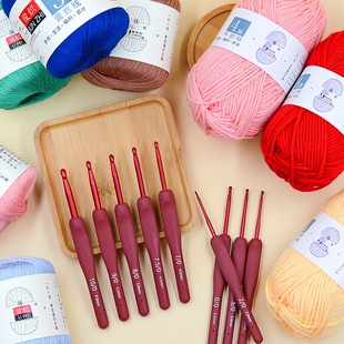 2025新品红柄钩针9支套装TPR软柄钩针2.0-6mm钩针编织工具批发