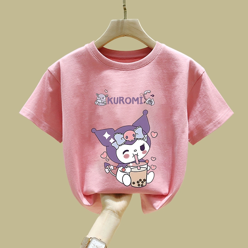库洛米t恤女童短袖2025新款女孩衣服中大童半袖纯棉上衣儿童夏装