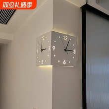 2025新款现代挂墙挂表客厅拐角双面挂钟家用转角时钟餐厅静音钟表