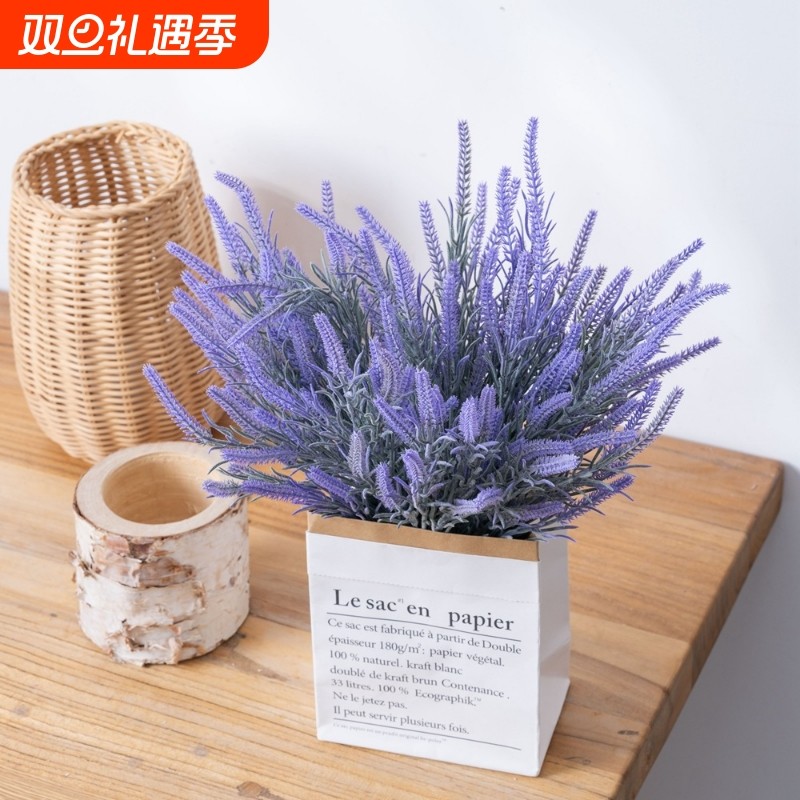 5叉25目薰衣草仿真花家居装饰婚庆手捧花玫瑰花墙假花CL1610