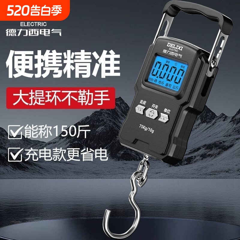 手提电子秤便携式高精度50kg家用快递称75kg弹簧秤小型迷你买