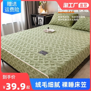冬季 加厚塔芙绒床笠单件牛奶绒床罩保护罩珊瑚绒床垫全包床单加绒